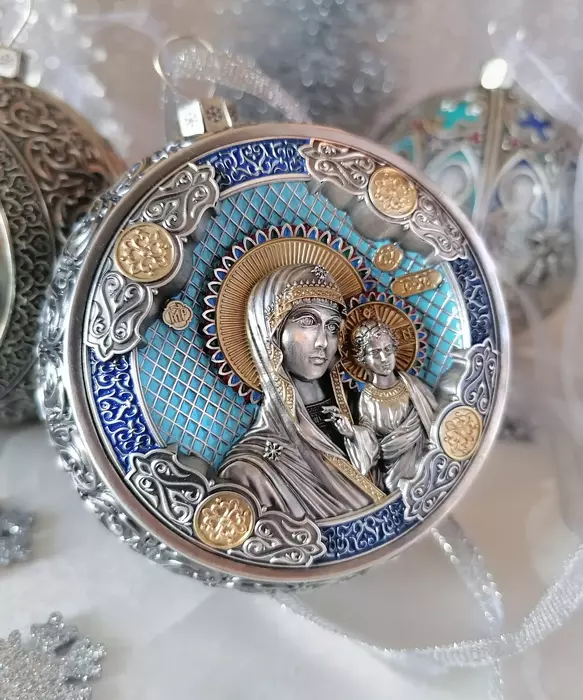 Set of 6 silver Christmas balls "Orthodox"